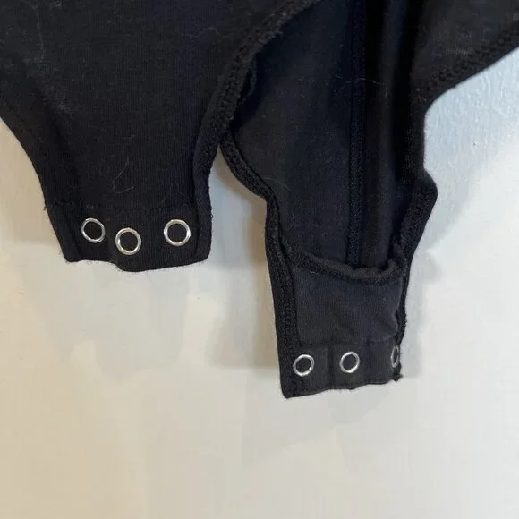 Free People Intimates Scoop Neck Long Sleeve Black Body Suit L - Picture 5 of 9